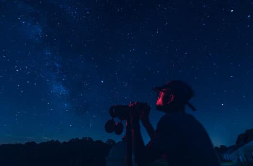 A person observing a night sky.