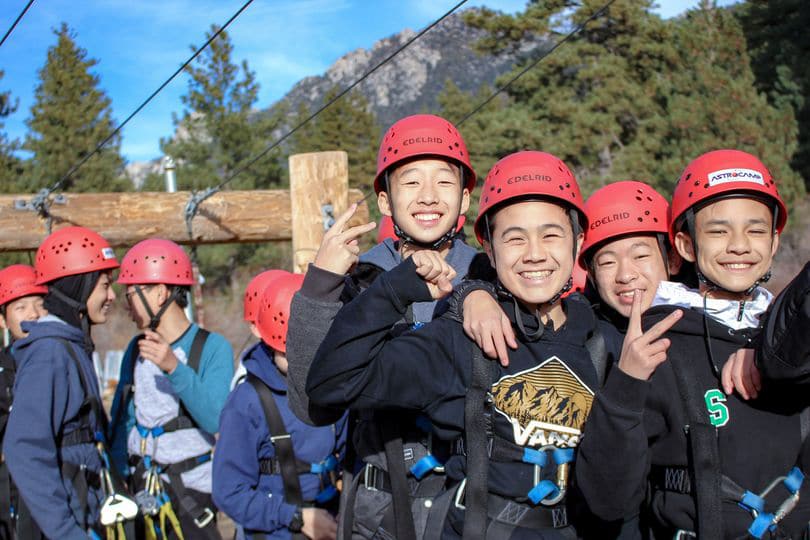 Boys smiling in helmets.