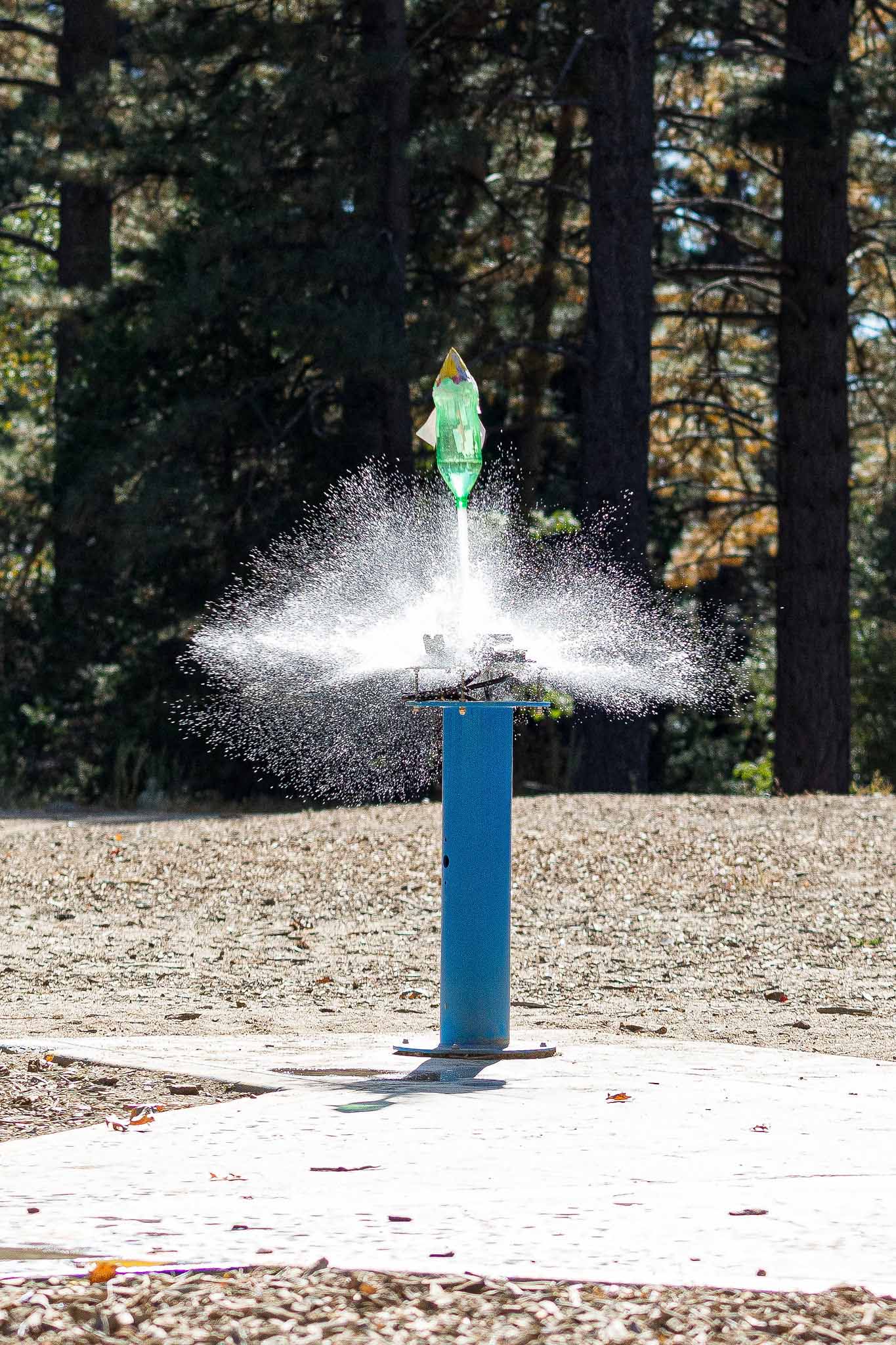 Launching bottle rocket.